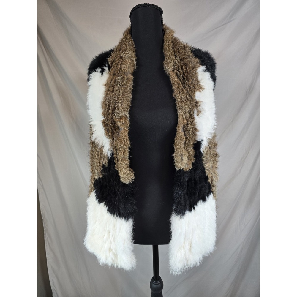 LOVE TOKEN GENUINE RABBIT FUR BLACK VEST SIZE S Small